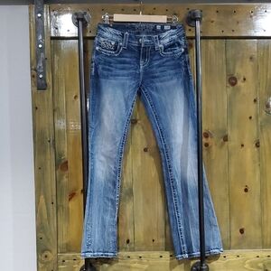 Miss Me Light Blue Easy Boot Cut Jeans Embellished Pockets